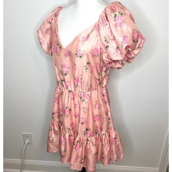 LoveShackFancy x Target Floral Puff Sleeve Cecile Mini Dress In Pink Size 8 - Picture 7 of 16